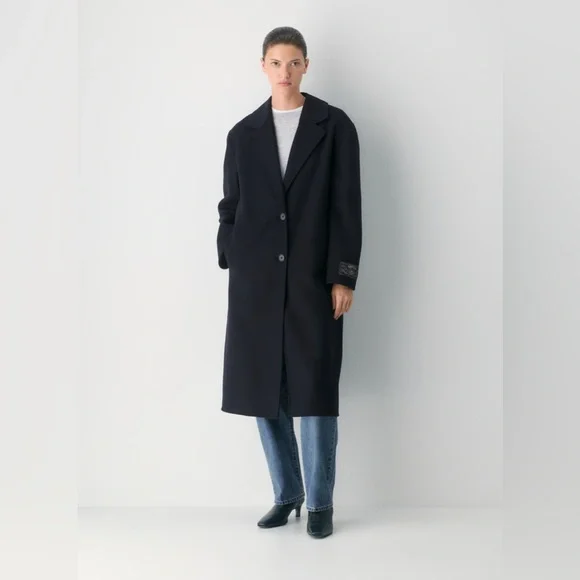 NWT Aritzia The Only Double-Faced Coat - Luxe (Re)Wool - Dark Night Navy Size XS - Picture 6 of 12